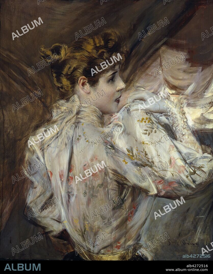 GIOVANNI BOLDINI. Portrait of a Young Woman in Profile (Eleonora Duse).