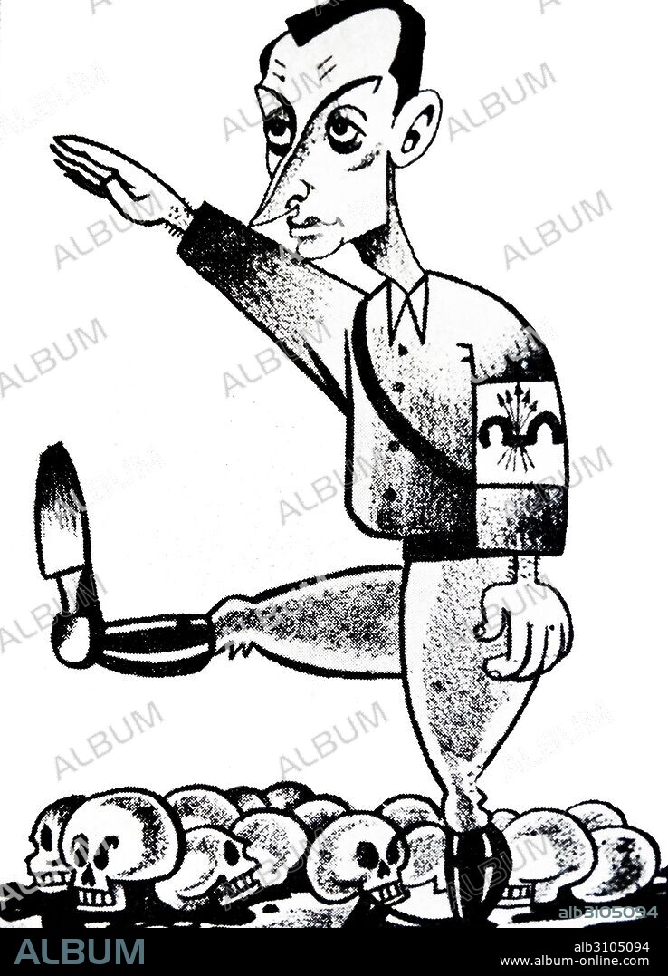 Caricature of Don José Antonio Primo de Rivera (1903 – November 20, 1936) Rivera was the founder of the Falange Española ("Spanish Phalanx"). He was executed by the Spanish republican government during the course of the Spanish Civil Waduring the Spanish Civil War.
