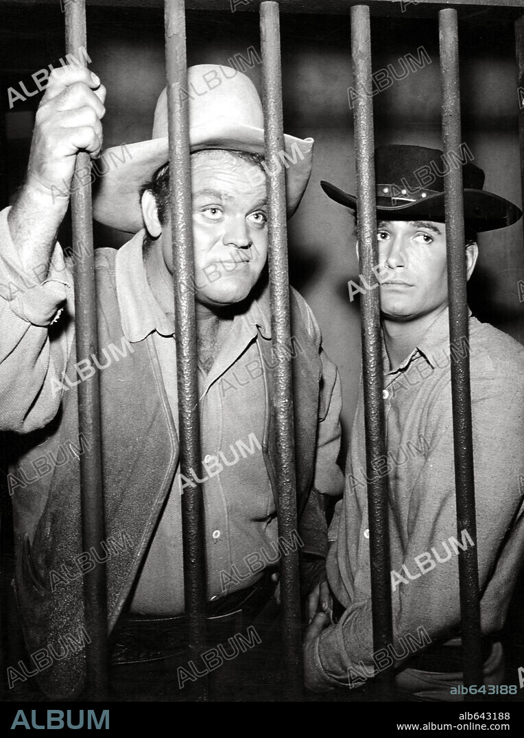 DAN BLOCKER und MICHAEL LANDON in BONANZA, 1959 (BONANZA-TV), unter der Regie von LEWIS ALLEN und ROBERT ALTMAN. Copyright NATIONAL BROADCASTING CO.