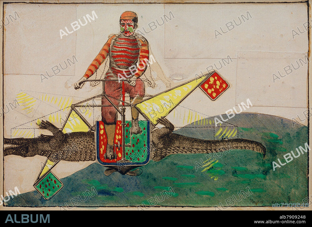 Max Ernst; 1891-1976. "des éventails brisés" (Broken Fans), 1922. (Illustration template for Paul Éluard and Max Ernst "Les malheurs des immortels", Paris 1922, p. 38). Collage and gouache on paper, 18 × 25 cm. Private collection.