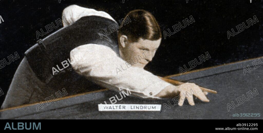 Walter 'Wally' Lindrum (1898-1960), Australian World Billiards champion. Lindrum held the World Professional Billiards Championship from 1933 until his retirement in 1950. A print from the photo album Popular Personalities, issued for Piccadilly Juniors Oval Photos, 1935.