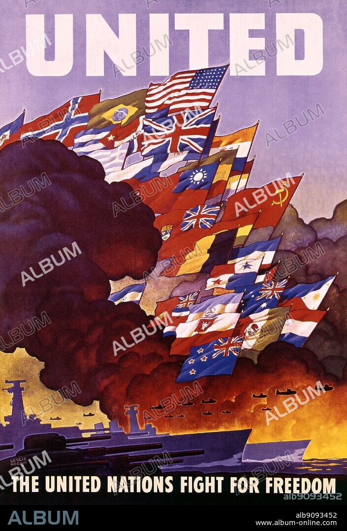 Second World War poster : The United Nations Fight For Freedom - Imperial War Museum , London , England.