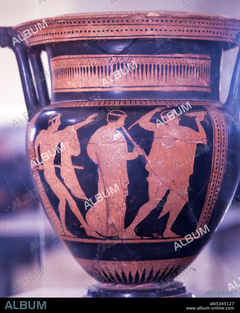 Crátera ática de figuras rojas de Agrigento, 460-450 AC. Museu d'Empuries, Girona.