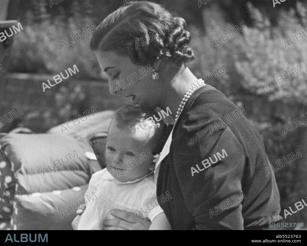Duchess of Kent and her Princess Alexandra. July 20, 1936. (Photo by Gaumont British News).