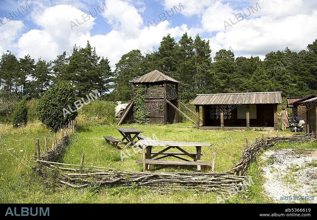 Viking village Vikingabyn near Tofta, Gotland, Sweden