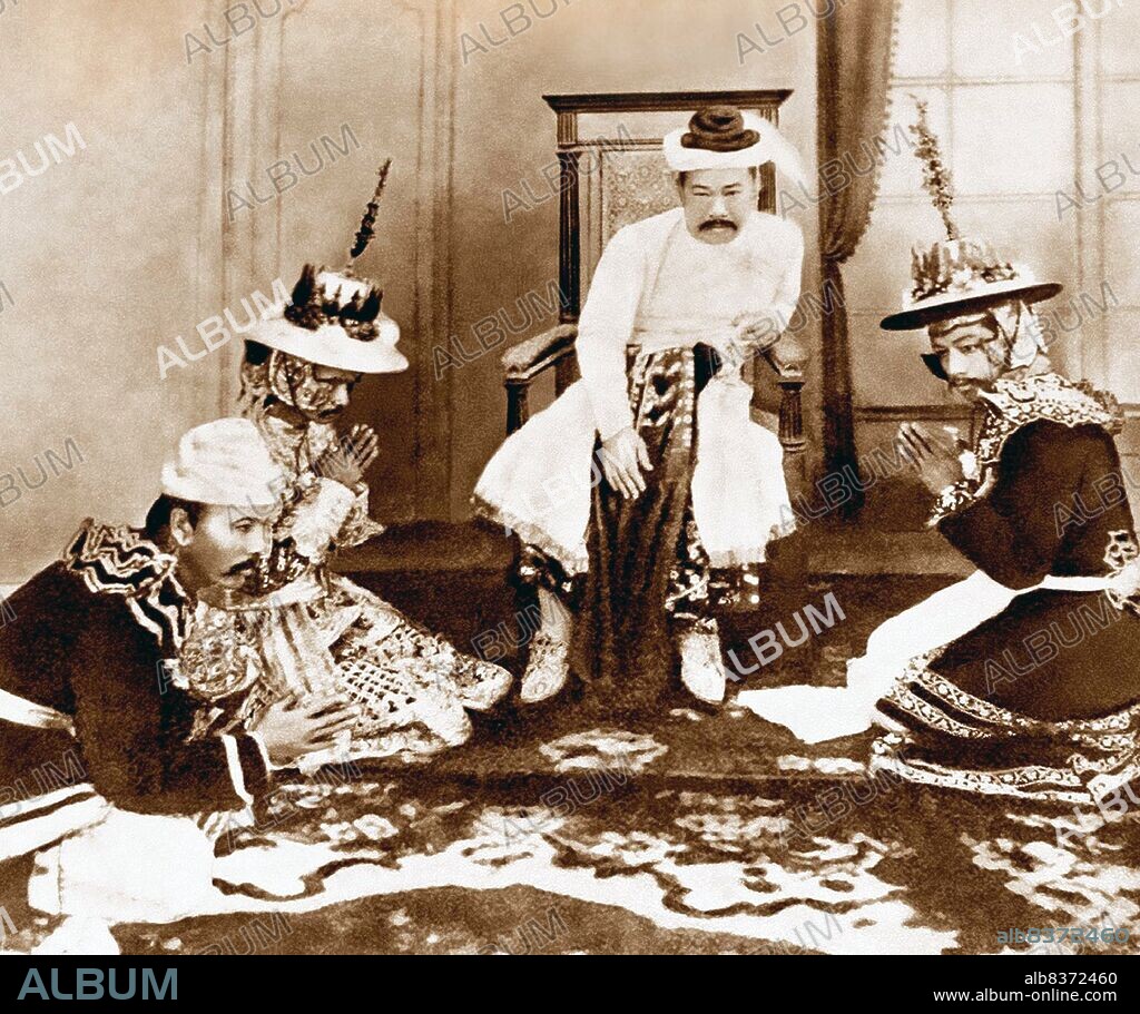 Thibaw Min (1 January 1859 19 December 1916) was the last king of the Konbaung dynasty of Burma (Myanmar) and also the last in Burmese history. His reign ended when Burma was defeated by the forces of the British Empire in the Third Anglo-Burmese War, on 29 November 1885, prior to its official annexation on 1 January 1886.<br/><br/>. After abdicating the throne, Thibaw, his wife Supayalat and two infant daughters were exiled to Ratnagiri, India, a port city off the Arabian Sea.