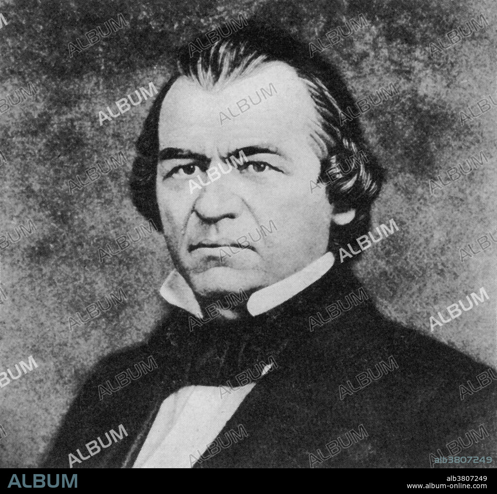 Andrew Johnson (December 29, 1808 - July 31, 1875) was the 17th President of the United States (1865-1869). After brief service in the Tennessee Senate, he was elected to the federal House of Representatives in 1843, where he served five two-year terms. He became Governor of Tennessee for four years, and was elected by the legislature to the Senate in 1857. In his congressional service, he sought passage of the Homestead Bill, which was enacted soon after he left his Senate seat in 1862. As Lincoln's vice president, he became president when Lincoln was assassinated and came to office as the Civil War concluded. The new president favored quick restoration of the seceded states to the Union. His plans did not give protection to the former slaves. He opposed the Fourteenth Amendment, that gave citizenship to African American males. He quickly came into conflict with the Republican dominated Congress, culminating in his impeachment by the House of Representatives. The first American president to be impeached, he was acquitted in the Senate by one vote. In 1875 he suffered two strokes, and died at the age of 66. He is generally considered among the worst American presidents for his opposition to federally guaranteed rights for African-Americans.