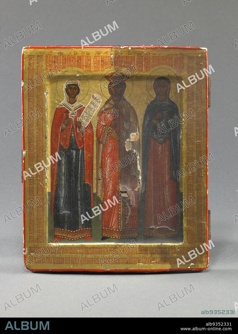 Menologion Icon with Sts. Paraskeve, Catherine, and Anastasia, Russian, late 17th century, Tempera on wood, Made in Russia, Europe, Paintings, 9 1/4 x 7 1/2 in. (23.5 x 19.1 cm).