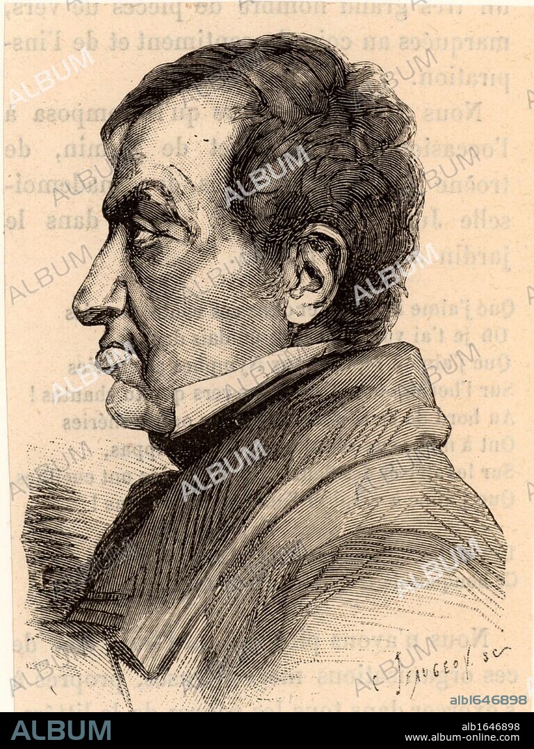Andre-Marie Ampere (1775-1836) French mathematician and physicist who established the relationship of electricity and magnetism. Engraving from "Les Nouvelles Conquetes de la Science" by Louis Figuier (Paris, 1883).  (Photo by: Universal History Archive/UIG via Getty Images).