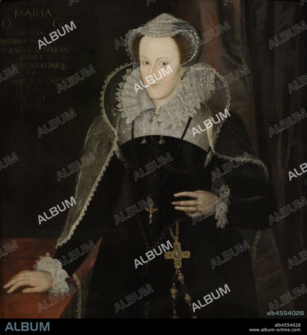 Mary, Queen of Scots (1542-1587). She was the only child of King James V of Scotland and his French wife, Mary of Guise. Portrait after Nicholas Hilliard (1547-1619). Oil on panel (79,1 x 90,2 cm). Detail. Late 16th century. National Portrait Gallery. London. England, United Kingdom.