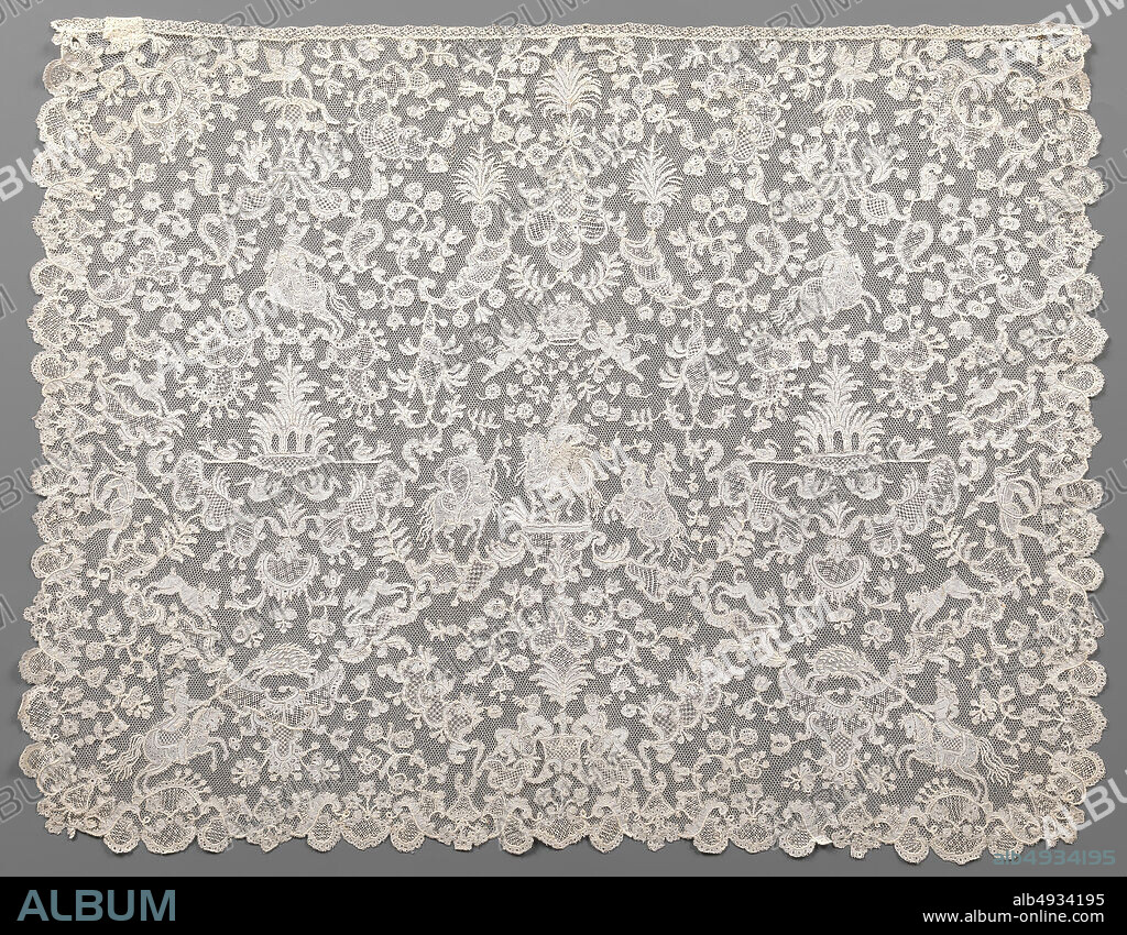 Cravat end or rabat, Flemish, Brussels, mid-18th century, Flemish, Brussels, Linen, bobbin lace (point d'Angleterre), Overall: 13 1/4 × 17 1/16 in. (33.7 × 43.3 cm), Textiles-Laces.