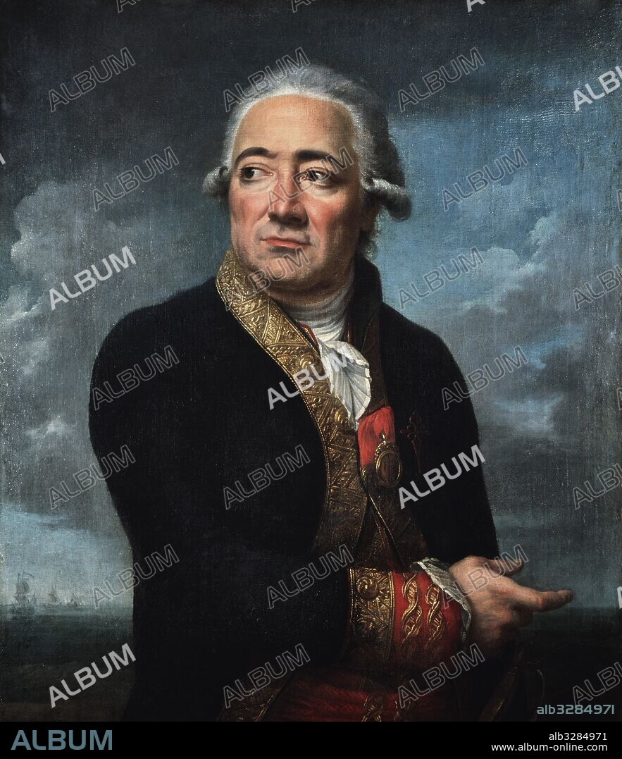 BELLIER. Retrato de José de Mazarredo (1745-1812). Marino español. Teniente general en la guerra contra el Reino Unido en 1797 en Cádiz.