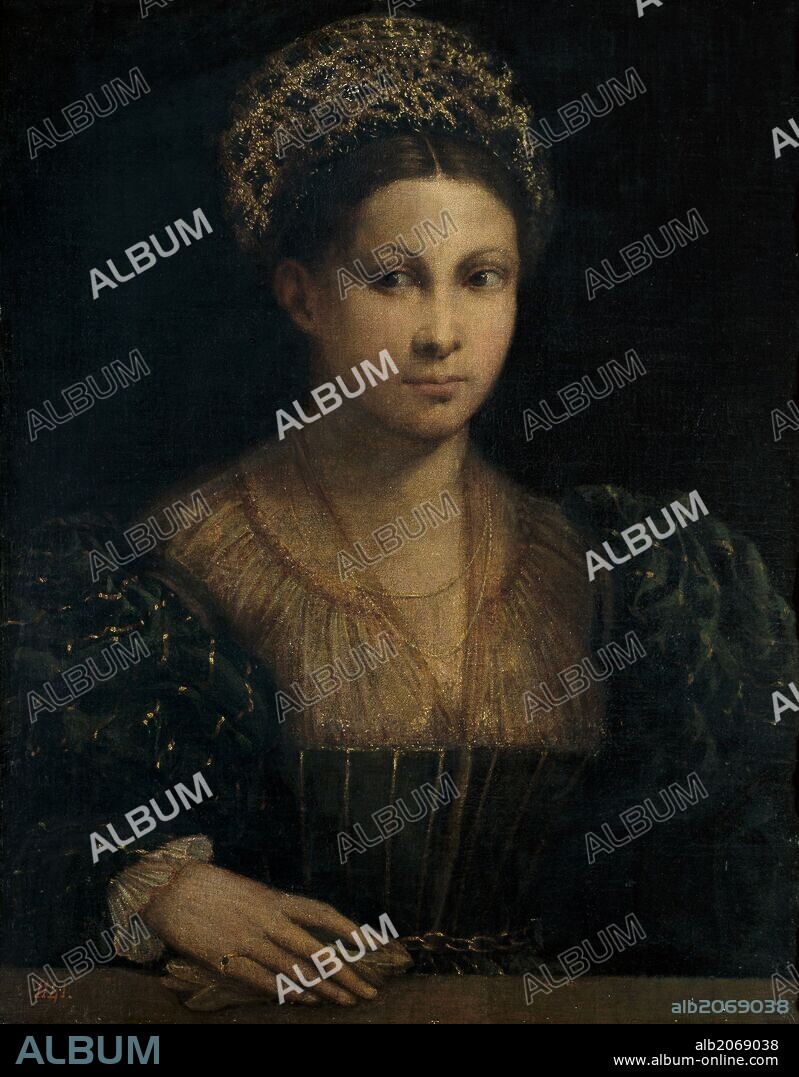 Dosso Dossi / 'La dama del turbante verde', Hacia 1530, Escuela Italiana, Óleo sobre Lienzo, 64 cm x 50 cm, P00416.