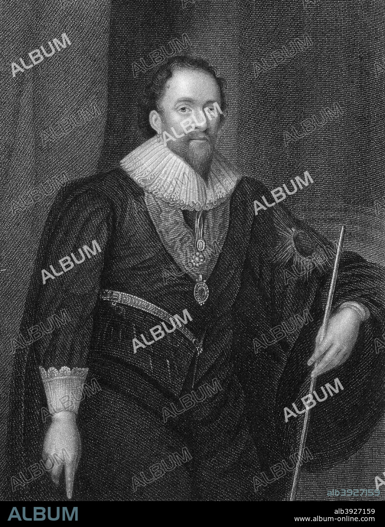 William Herbert, 3rd Earl of Pembroke, (1580-1630), 1824. Herbert was chancellor of the University of Oxford and he co-founded Pembroke College, Oxford, with King James I of England. He was also a patron of William Shakespeare. From Portraits of Illustrious Personages of Great Britain by Edmund Lodge, published by Harding and Lepard (London, 1824).