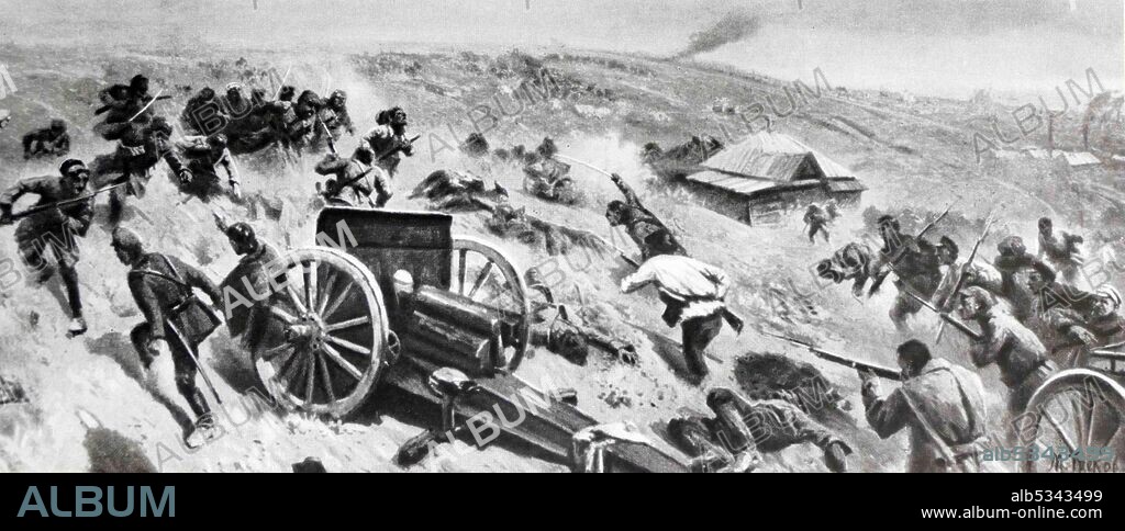 Defence of Tsaritsyn in 1918. (Painting by M.B.Grekov). The Battle of Tsaritsyn was a military confrontation between Bolshevik forces and the White Army during the Russian Civil War. It was for control of the significant city and port on the Volga River in southwestern Russia. The battle resulted in a Bolshevik victory.