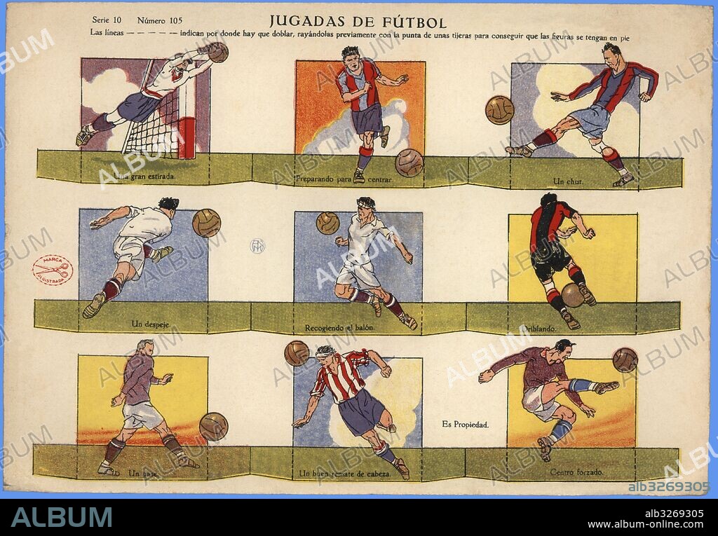 Recortable de Jugadas de Futbol. Editorial la Tijera, Madrid, año 1920.
