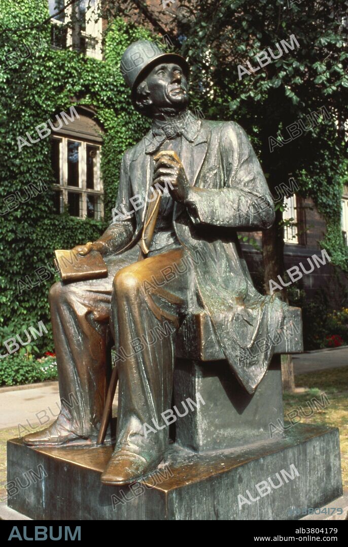 Statue of the 19th century Danish poet Hans Christian Andersen (April 2, 1805 - August 4, 1875); Copenhagen, Denmark.