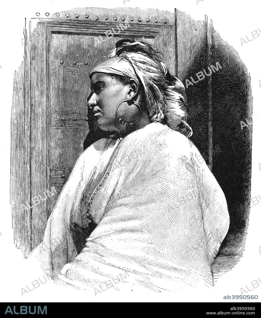 An Arab woman from Tangier, Morocco, 1895. From The Universal Geography with Illustrations and Maps, division XXII, written by Elisee Reclus and published by Virtue & Co. Limited (London, 1895).