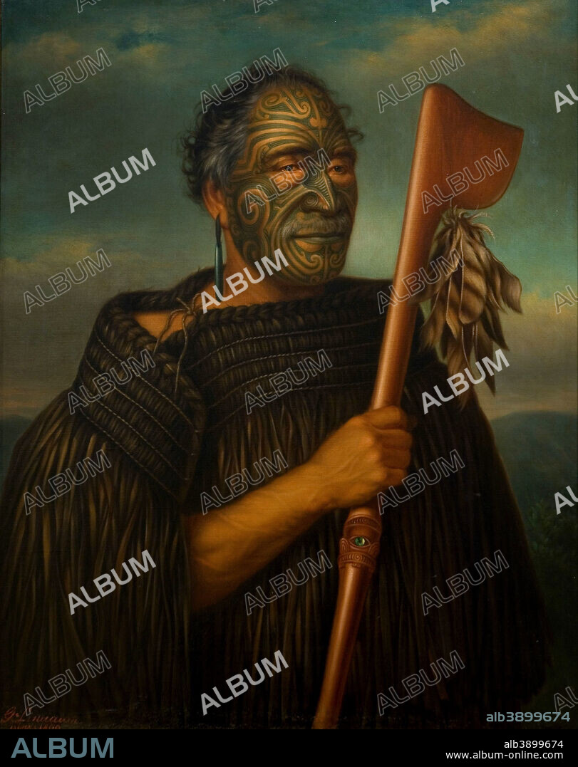 GOTTFRIED LINDAUER. Tamati Waka Nene. Date/Period: 1890. Painting. Oil on canvas Oil on canvas. Height: 1,019 mm (40.11 in); Width: 842 mm (33.14 in).