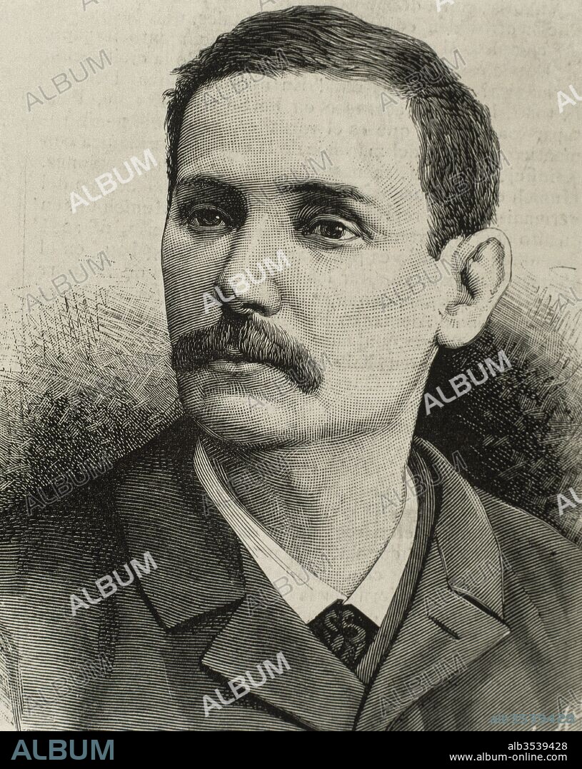 Benito Pérez Galdós (Las Palmas, 1843-Madrid, 1920). Novelista español. Grabado. "La Ilustración Española y Americana", 1883.