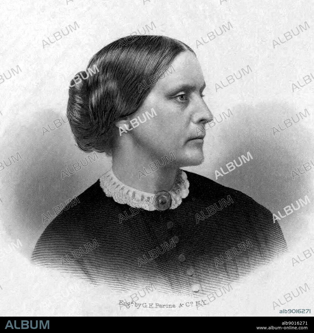 Susan B. Anthony 1855. A prominent American civil rights leader who played a pivotal role in the 19th century women's rights movement to introduce women's suffrage into the United States.