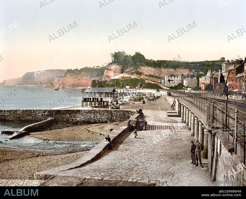 Dawlish, small town on the south coast of Devon, southern England, historic, around 1900, digitally restored reproduction after an original from the 19th century.