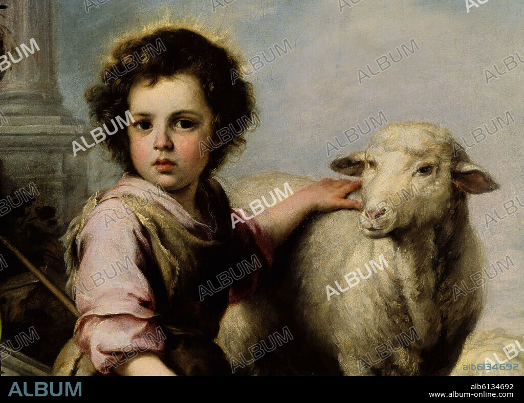 BARTOLOMÉ ESTEBAN MURILLO. EL BUEN PASTOR NIÑO - HACIA 1660 - OLEO/LIENZO - 123x101 cm - BARROCO ESPAÑOL - NP 962 - CONJUNTO 15338.