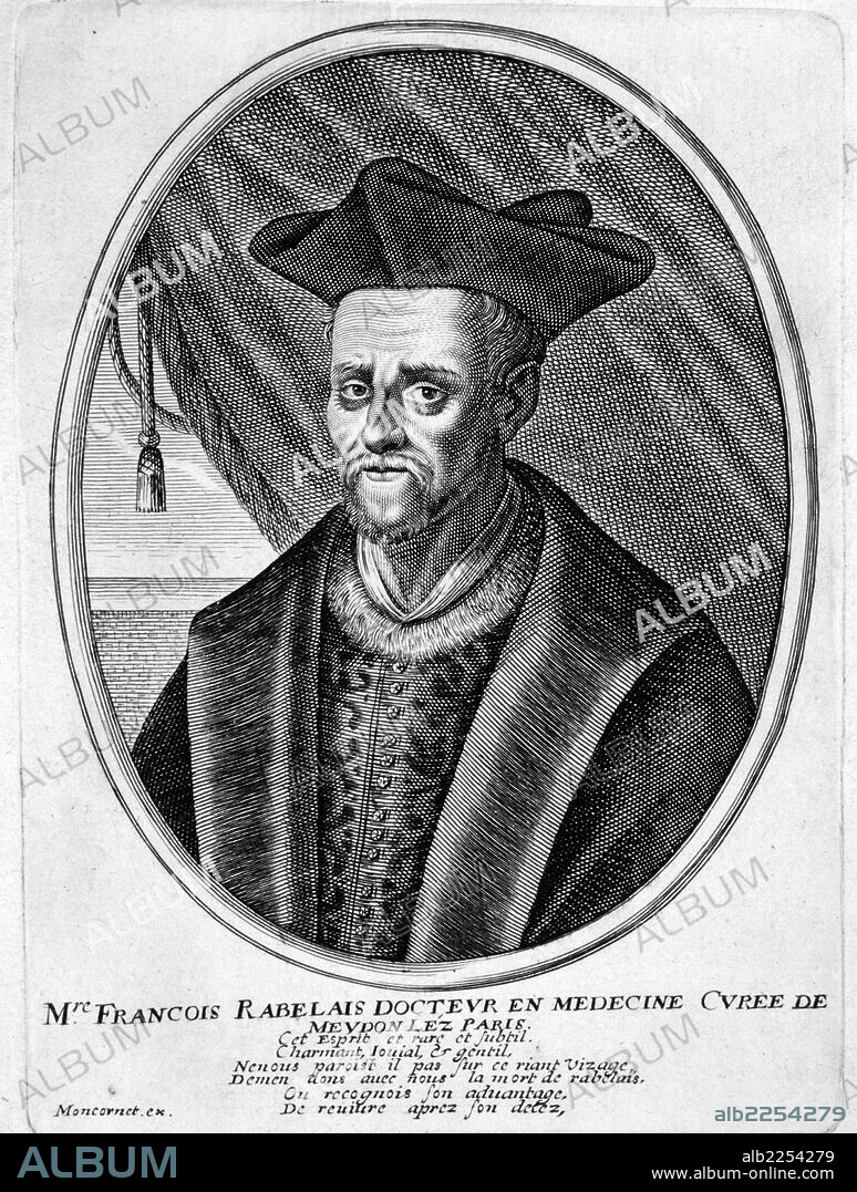RABELAIS , FRANCISCO. ESCRITOR FRANCES. 1494 - 1555. GRABADO RETRATO. BIBLIOTECA NACIONAL. MADRID.