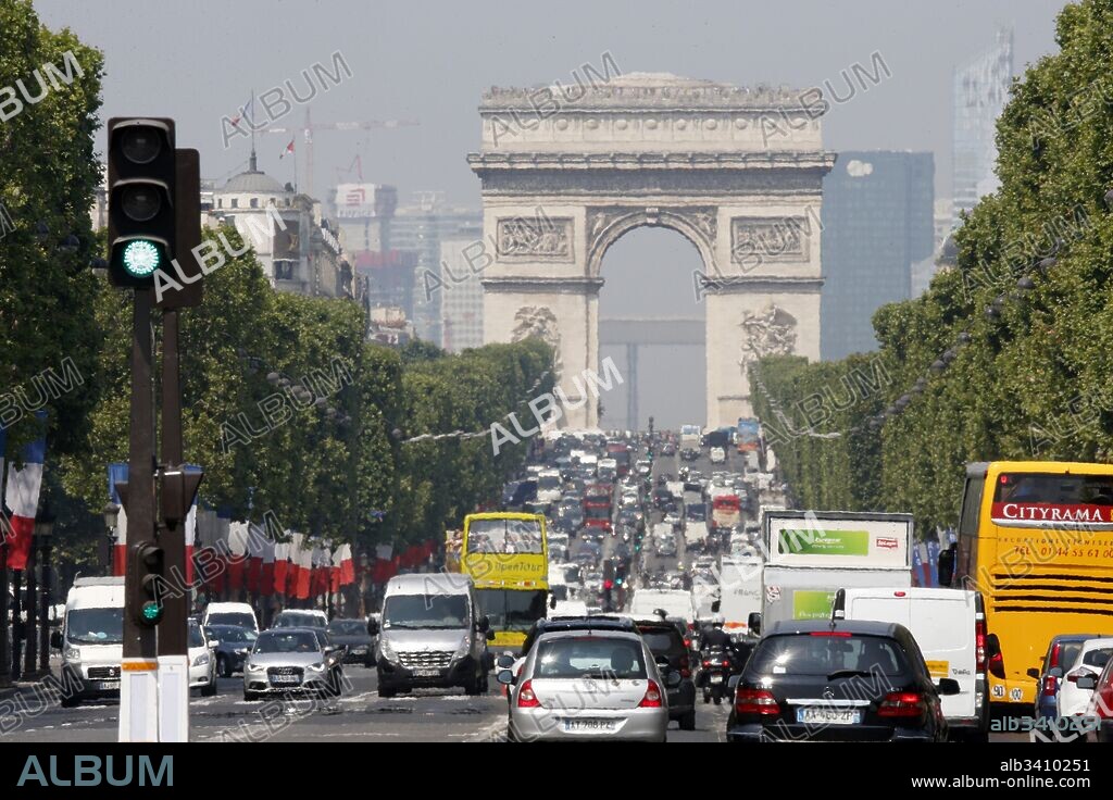 Paris, Champs Elysees and place de la Concorde.