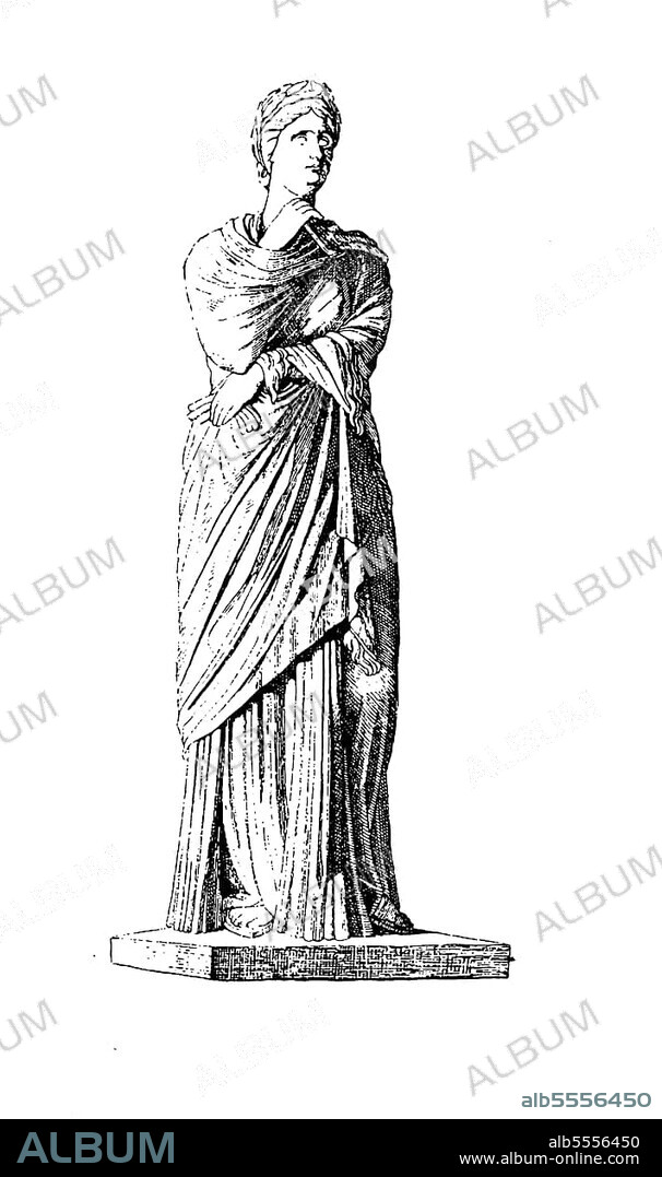 Rom, Julia, Tochter des Kaisers Augustus, mit Stola und Palla, Geschichte der Mode, Kostümgeschichte, Historisch, digitale Reproduktion einer Originalvorlage aus dem 19. Jahrhundert.
