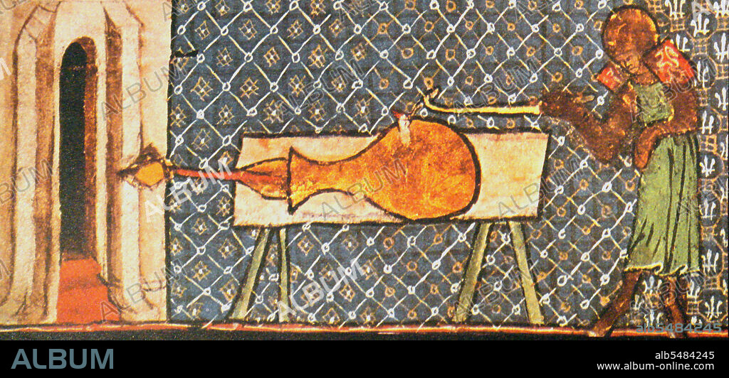 Walter de Milemete was an English scholar who wrote a treatise on Kingship for the young prince Edward, later king Edward III of England, called 'De nobilitatibus, sapientiis, et prudentiis regum' (1326). The Treatise includes images of siege weapons and what is probably the first illustration of a firearm: a pot-de-fer ('iron pot'). One of the marginal border illustrations in the Milemete Treatise shows a soldier firing a large vase-shaped cannon, the arrow-shaped projectile is seen projecting from the canon which is pointed at a fortification.