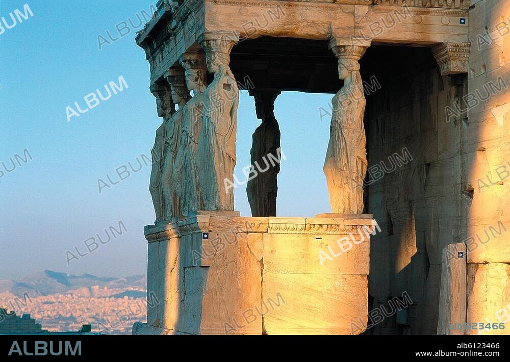 Athen (Griechenland), Erechtheion auf der Akropolis (erbaut 421-406 v.Chr).-Teilansicht: Korenhalle von Südosten.-Foto, undat.