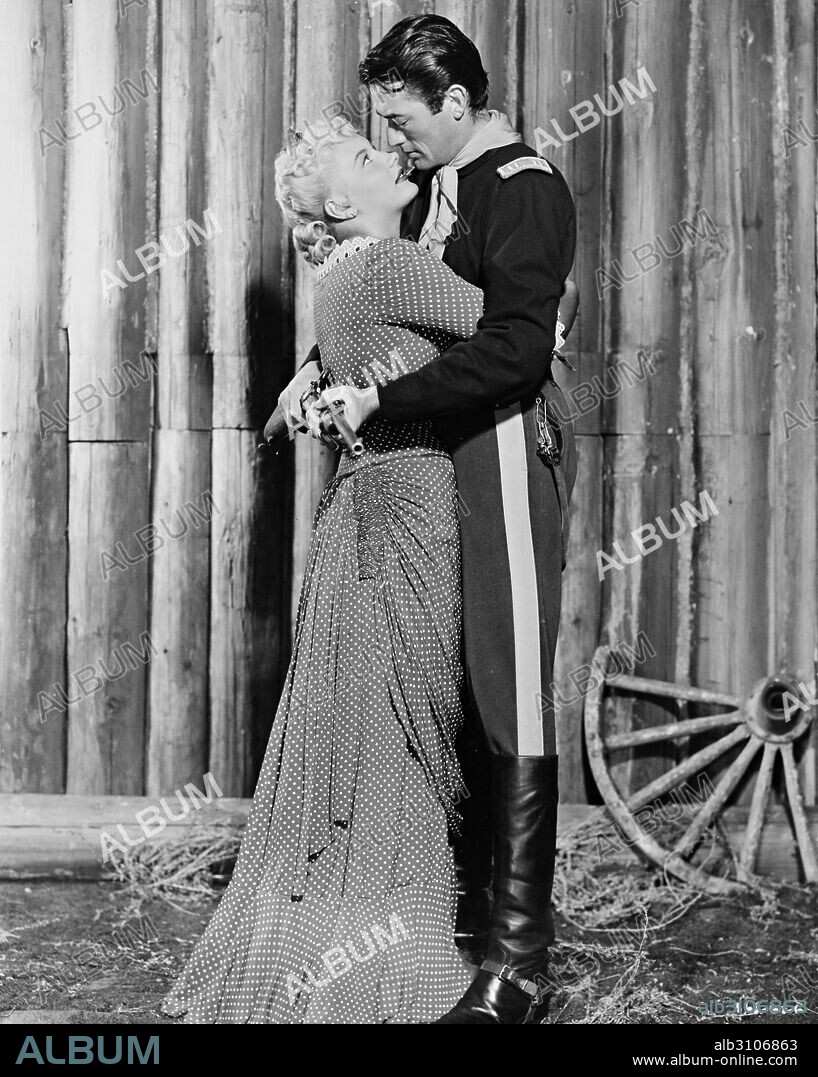 BARBARA PAYTON y GREGORY PECK en SOLO EL VALIENTE, 1951 (ONLY THE VALIANT), dirigida por GORDON DOUGLAS. Copyright WARNER BROTHERS.