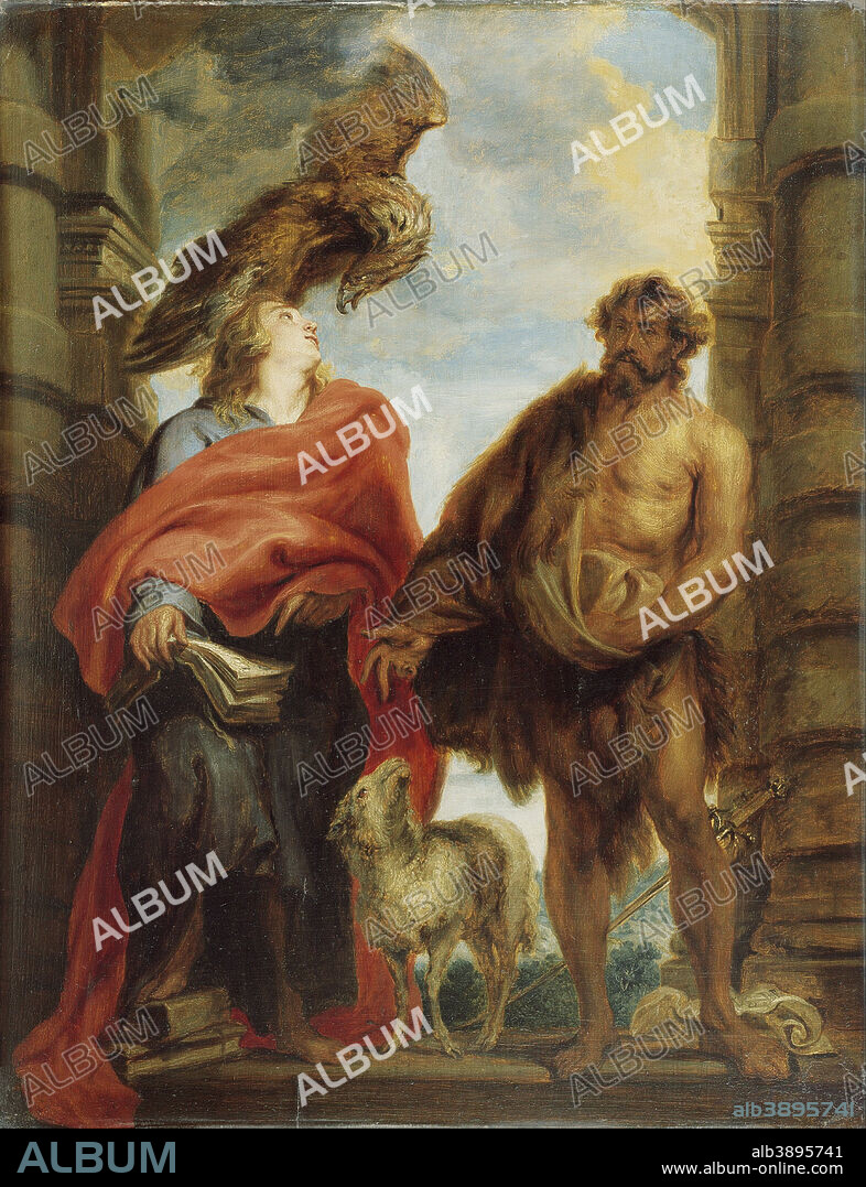 ANTHONY VAN DYCK. Los santos Juanes. Date/Period: Ca. 1620. Painting. Oil on canvas. Height: 49 cm (19.2 in); Width: 63 cm (24.8 in).