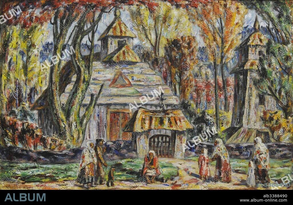 Adomas Galdikas (1893-1969). Lithuanian painter. Village church in Satraminai, Mosedis district. Late 1930s. National Gallery of Art. Vilnius, Lithuania.