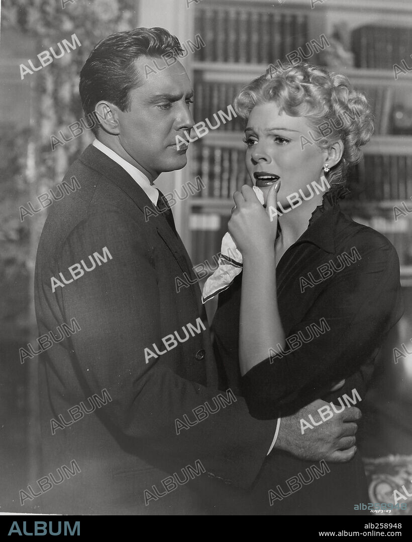 EDMOND O'BRIEN and PAMELA BRITTON in D. O. A., 1950, directed by RUDOLPH MATE. Copyright UNITED ARTISTS.