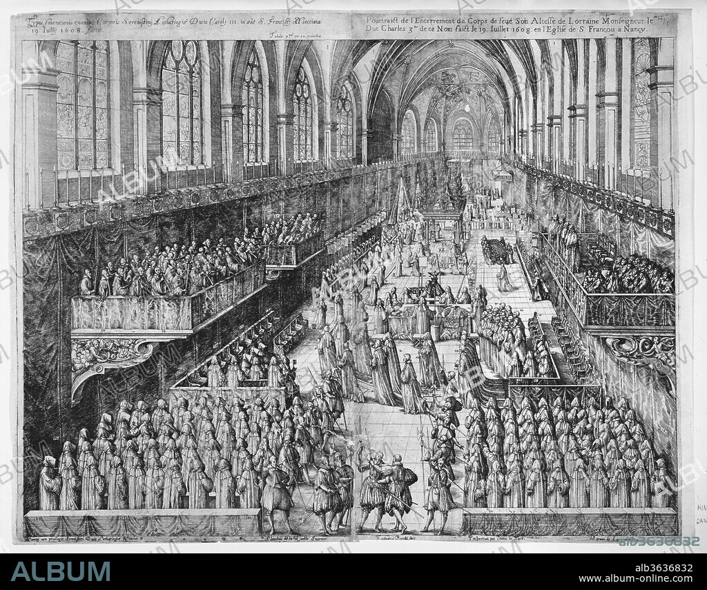 Part I: Carolo III.  Lotharingiae et Barri Duci. . .Dix grande Tables, contenantes les pourtaictz des pompe funebres. Artist: Matthäus Merian the Elder (Swiss, Basel 1593-1650 Schwalbach); Frédéric Brentel (German, 1580-1651 (active Strasbourg)); After Claude de La Ruelle (French, active Nancy, ca. 1610); After Jean la Hière (French, active Nancy, ca. 1610). Printer: Printed by Herman de Loye , Nancy. Date: 1609?-?1610.
