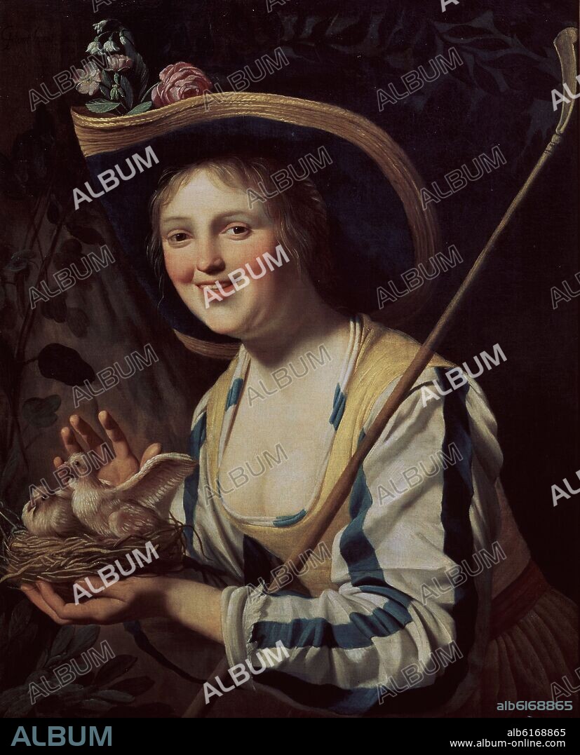 GERARD VAN HONTHORST. JOVEN MANCEBA CON PALOMAS - 1652? - BARROCO HOLANDES - LIENZO 80,1X65,4CM - NºINV. 6499.
