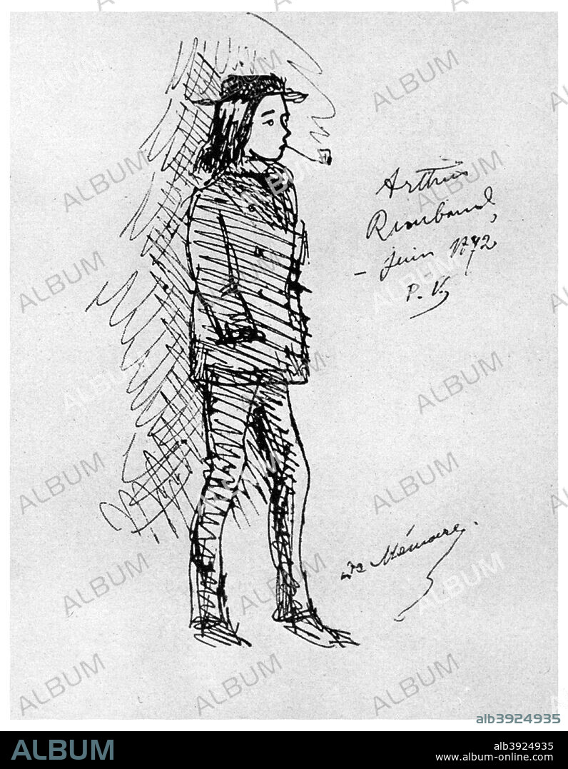 Arthur Rimbaud, French poet and adventurer, 1895 (1956). Rimbaud's (1854-1891) career as a poet was brief but dazzling. He wrote his last poem at the age of 19 and spent the rest of his life as a travelling merchant and trader, largely in Ethiopia. From the cover of La Revue Blanche, 1895. A print from People, a volume about the origin and early history of many things, common and less common, essential and inessential, by Readers Union, the Grosvenor Press, London, 1956.