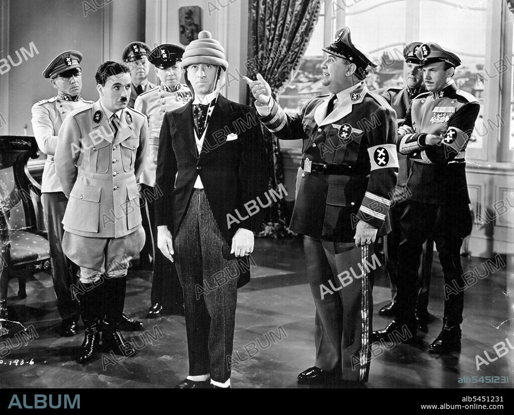 Charles Chaplin in The Great Dictator" with Paulette Goddard, Jack Oakie, Reginald Gardner, Billie Gilbert, Henry Daniell, Maurice Moscovich. October 19, 1940. (Photo by United Artists Corp).