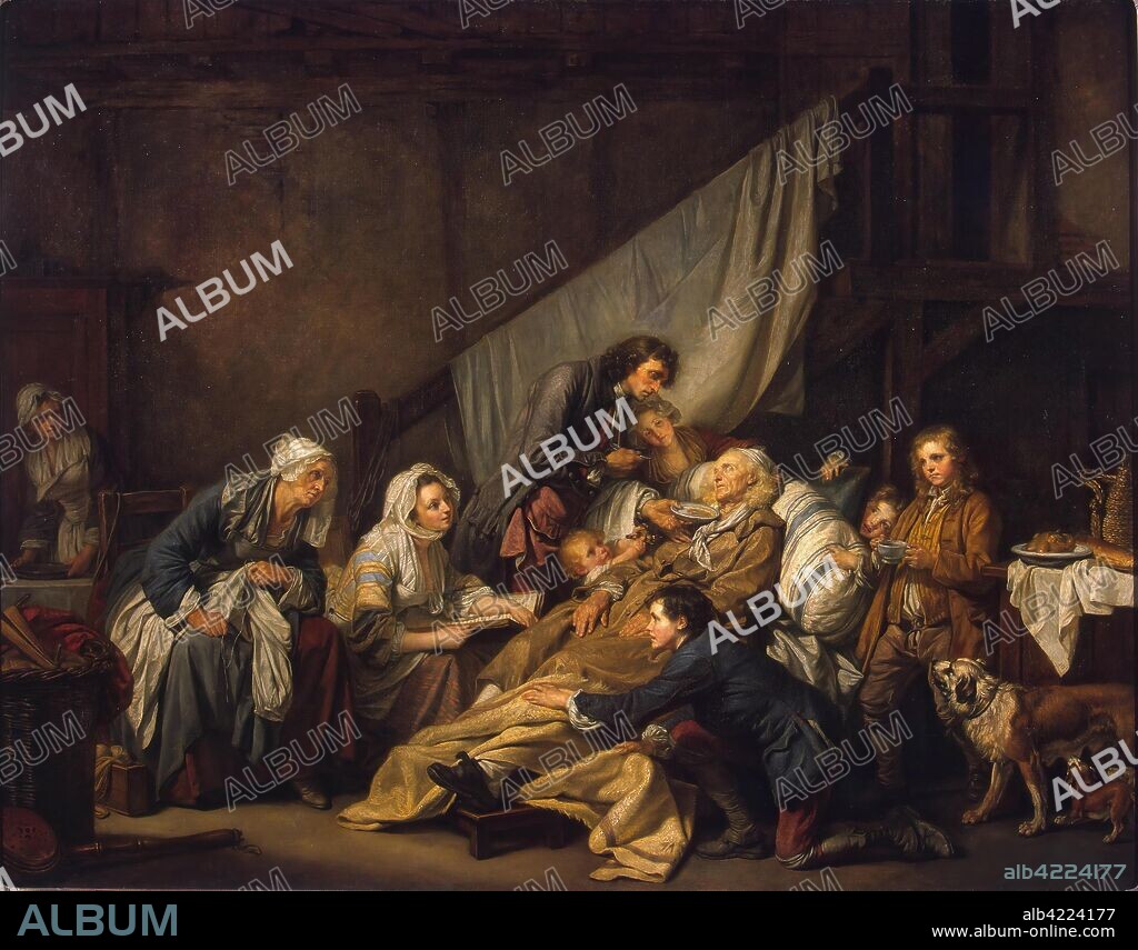 JEAN BAPTISTE GREUZE. 'Filial Piety (The Paralytic)'. France, 1763. Dimensions: 115x146 cm.