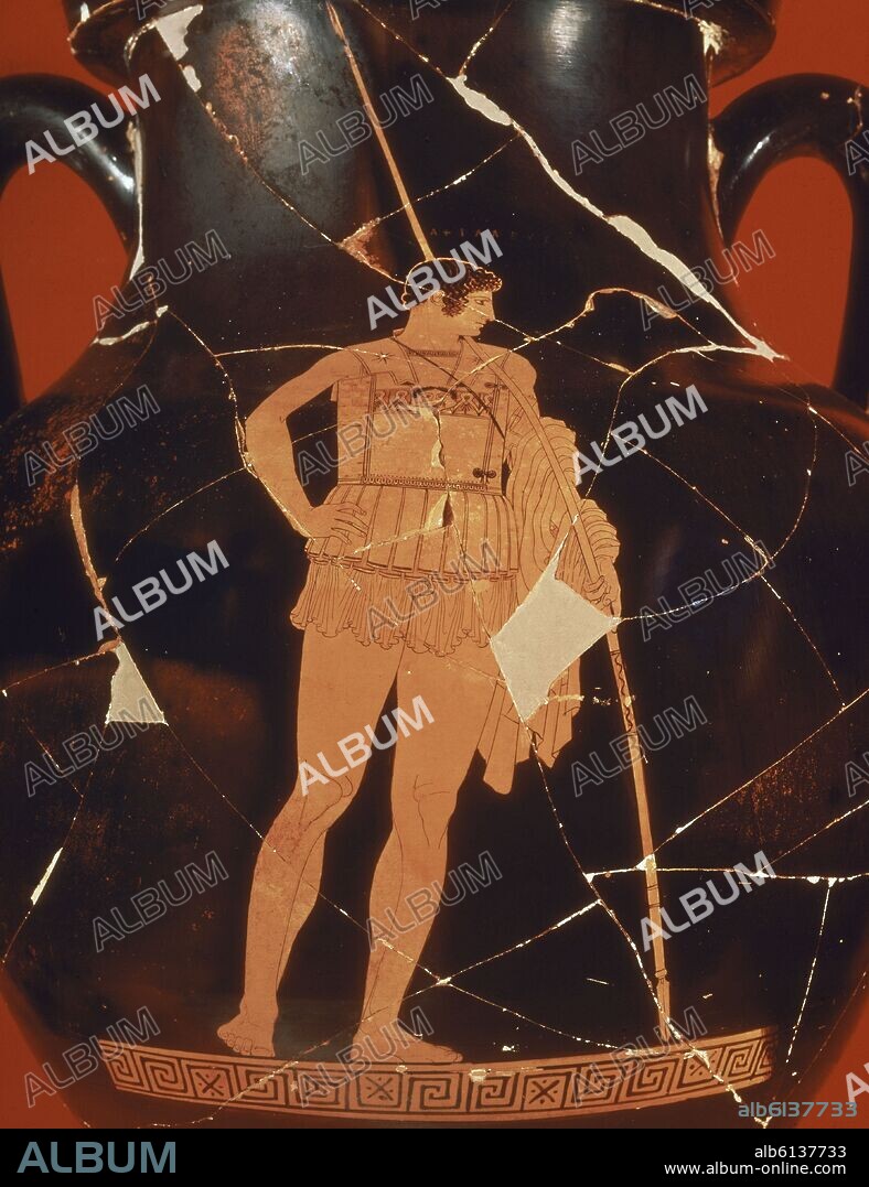 PINTOR DE AQUILES. ANFORA ATICA DE FIGURAS ROJAS CON AQUILES Y BRISEIDA, VULCI 450 AC.