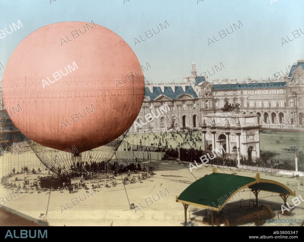 Giffard's balloon before ascension, 1878. Henri Giffard (February 8, 1825 - April 14, 1882) was a French engineer. He invented the injector and the Giffard dirigible, an airship powered with a steam engine, and weighing over 400 pounds. It was the world's first passenger airship. Both practical and steerable, the hydrogen-filled airship was equipped with a 3 hp steam engine that drove a propeller. On September 24, 1852 he made the first powered and controlled flight traveling over 16 miles from Paris to Trappes. He was able to make turns and circles, proving that a powered airship could be steered and controlled, but it was too slow to be effective. He was granted a patent for the injector in 1858. In 1878, he built a captive spherical balloon with a capacity of 25 liters, and a gondola accommodating 40 passengers. It was used to take aloft visitors at the International Exhibition in Paris. In response to his declining eyesight, he committed suicide in 1882, at the age of 57, leaving his estate to the nation for humanitarian and scientific purposes. His is one of the 72 names of scientists inscribed on the Eiffel Tower.