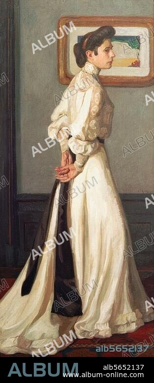 LEO VON KOENIG. König, Leo von. 1871-1944, German painting. "Elsa-Maria Haldy", 1905. Oil on canvas, 192 x 84 cm. Private collection.
