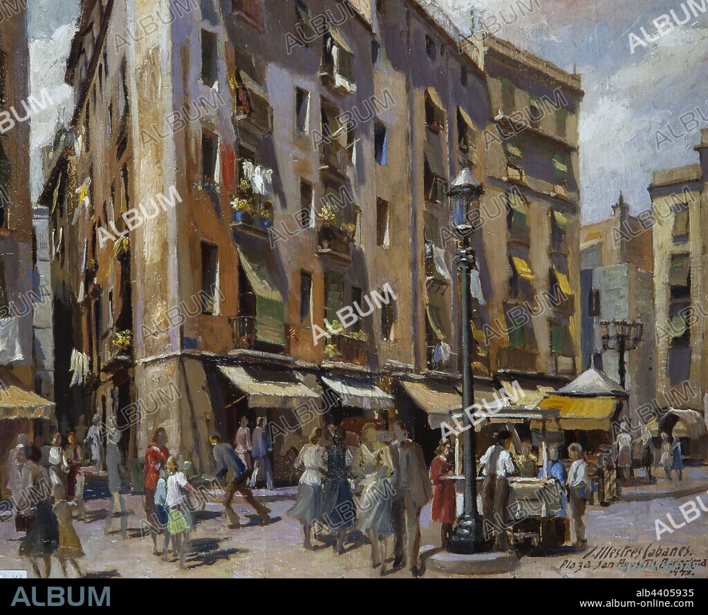JOSEP MESTRES I CABANES. Josep Mestres Cabanes / 'Plaza San Agustín, Barcelona', 1945.