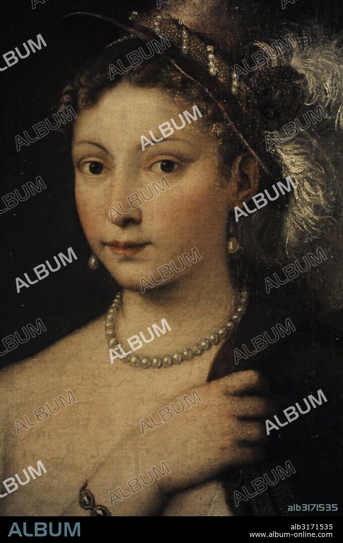 Vecellio di Gregorio Tiziano (h.1490-1576). Pintor italiano. Chica con pieles, h. 1536. Detalle. Museo del Hermitage (The State Hermitage Museum). San Petersburgo. Rusia.