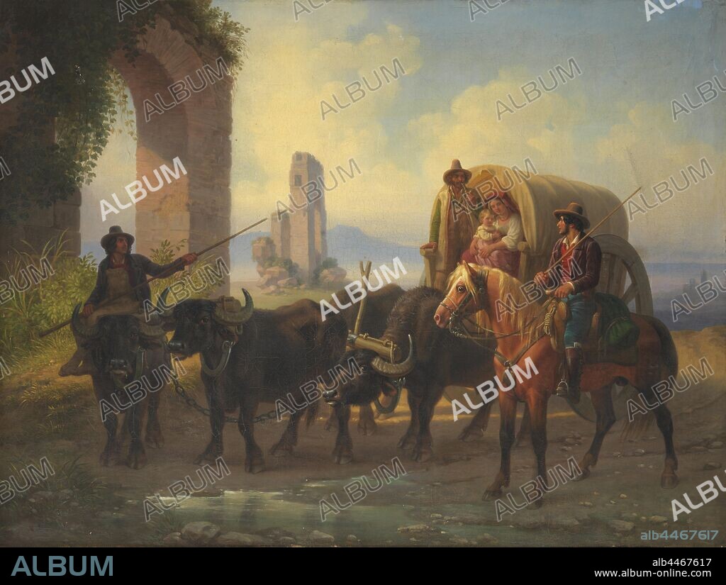 Aleksander Lauréus, Travelers by Aqua Claudia, Traveling party at Aqua Claudia, painting, Oil on canvas, Height, 75 cm (29.5 inches), Width, 99 cm (38.9), inches).