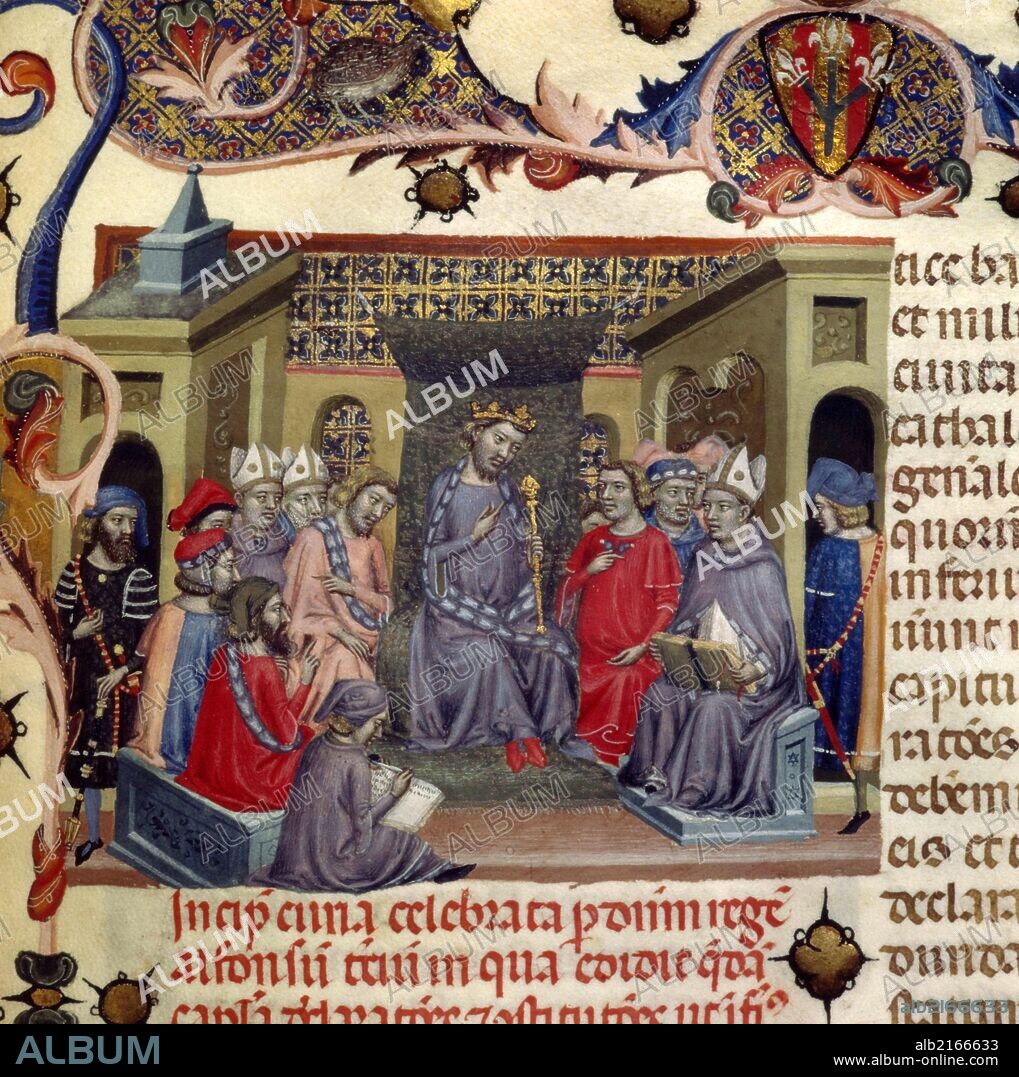 Alfonso III "El Benigno", las cortes de Montblanc. Libro de los usos y constituciones de Cataluña "Llibre dels Usatges i constitucions de Catalunya", obra del siglo XIV.