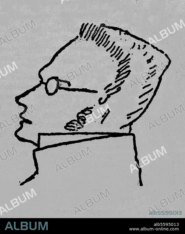 Stirner, Max, eigentl. Kaspar Schmidt. Philosoph (Junghegelianer, Theoretiker des Egoismus u. Anarchismus); Bayreuth. 25.10.1806 - Berlin 26.6.1856. Porträt. Zeichnung.