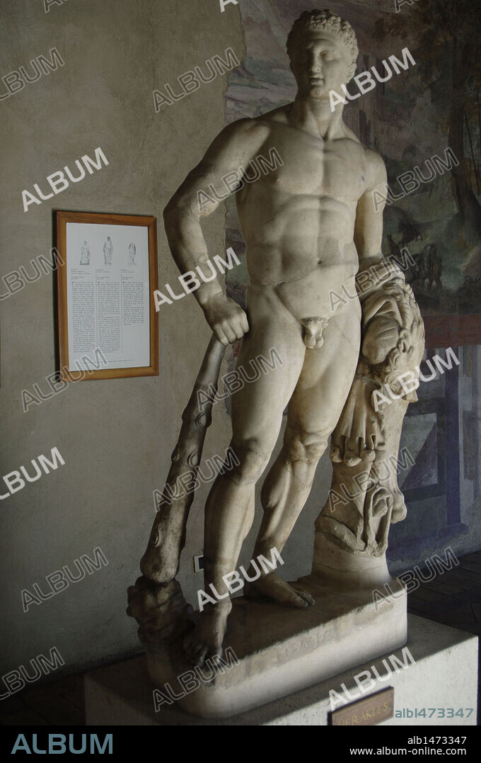 Hercules. Roman god (Greek Heracles). Statue. Marble. Collection Lodovisi. Altemps Palace. National Museum. Rome. Italy.